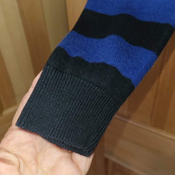 Worthington Women's Black & Blue striped long sleeve lightweight sweater, large - Picture 6 of 6